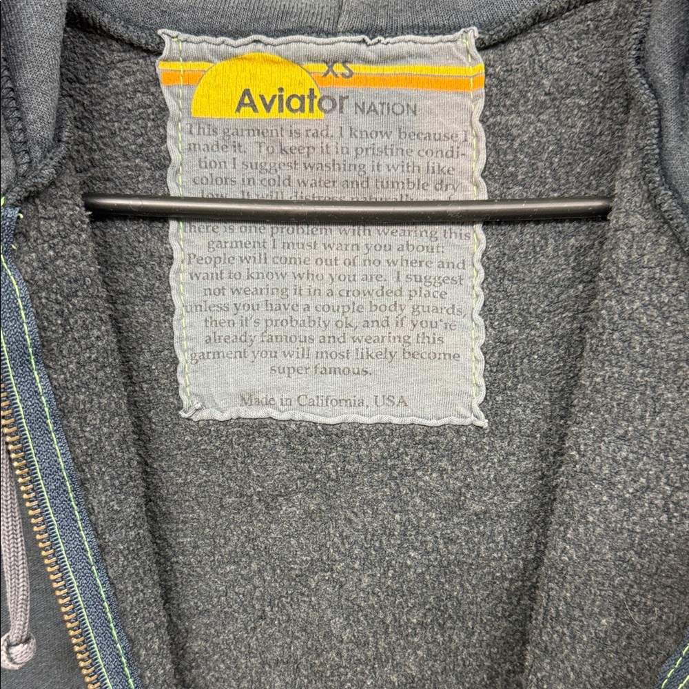 Aviator Nation Charcoal Rainbow Lightning Bolt Full-Zip Hoodie: XS - Picture 7 of 7